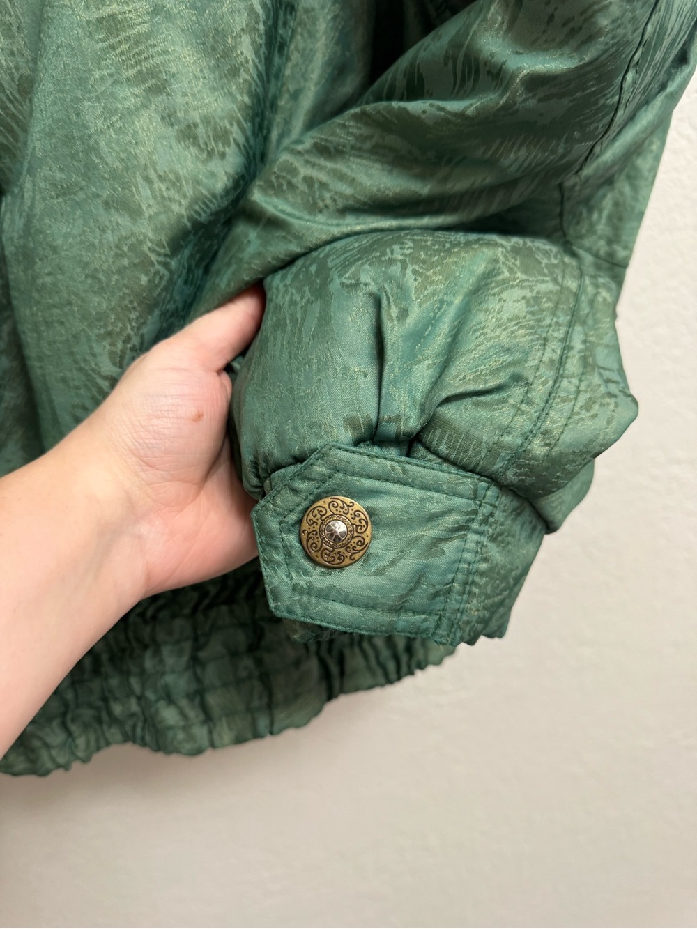 Obermeyer vintage Forest Green Bomber Jacket with Black Faux Fur Collar - Picture 7 of 9
